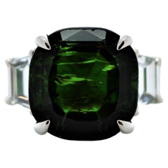 Bague en platine avec tourmaline de 4,56 carats et diamants de 0,51 carat