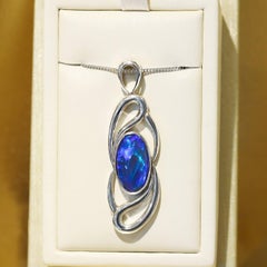 4.57 Carat Australian Black Opal & Platinum Necklace