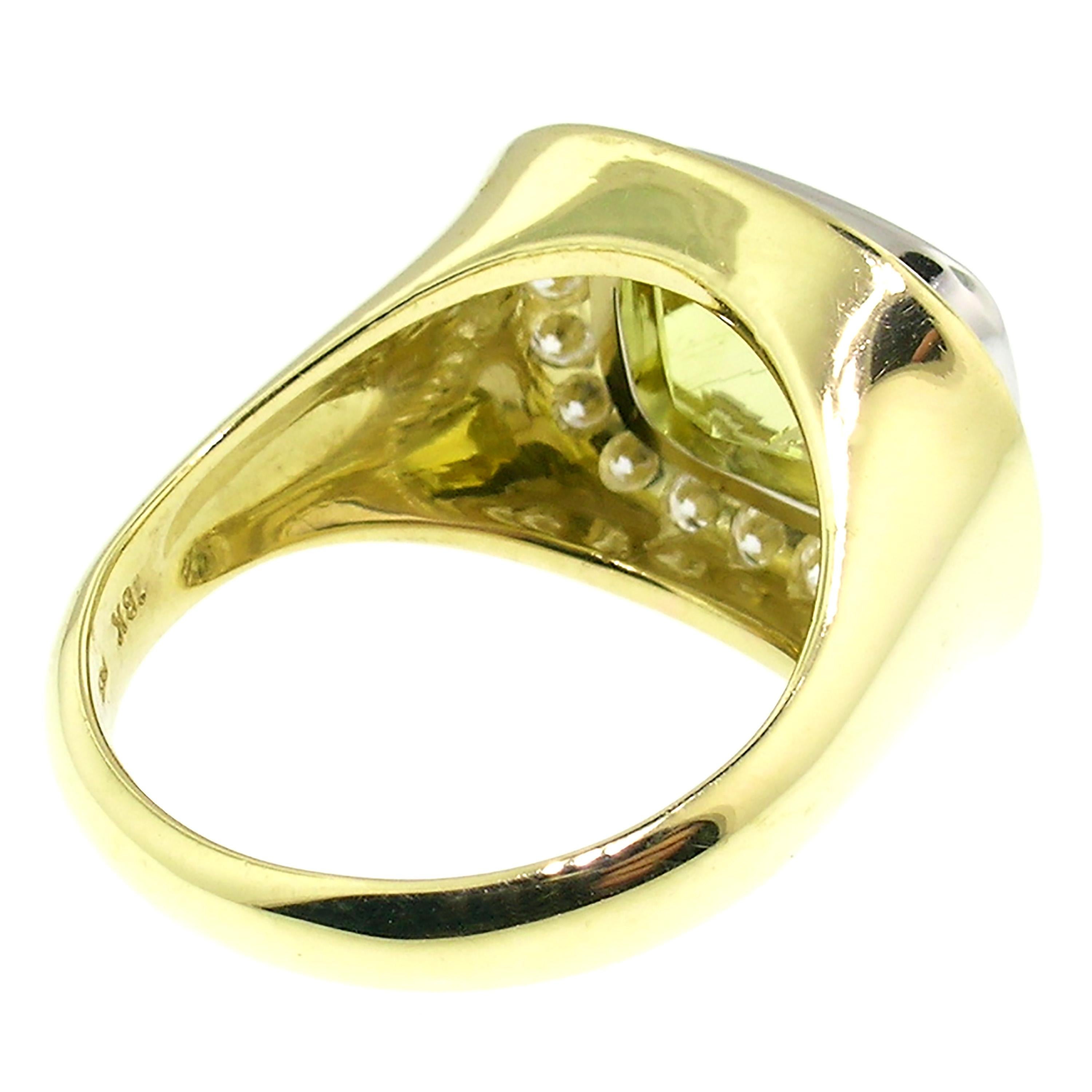 4.57 carat Canary Yellow Tourmaline & Diamond 18kt Aphrodite Ring, GIA Report In New Condition For Sale In Logan, UT