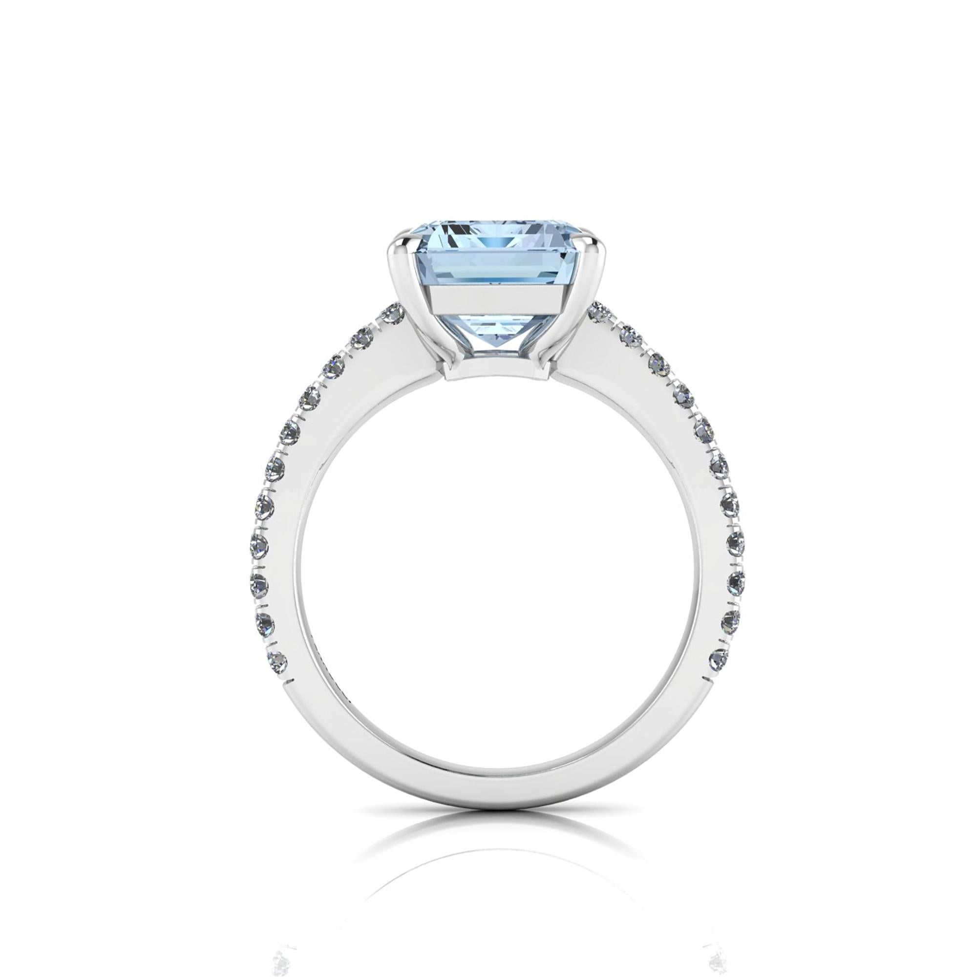 aquamarine and diamond platinum ring