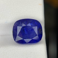 4.57 Carat Natural Certified Royal Blue Sapphire Cushion Cut Sri Lankan Gem