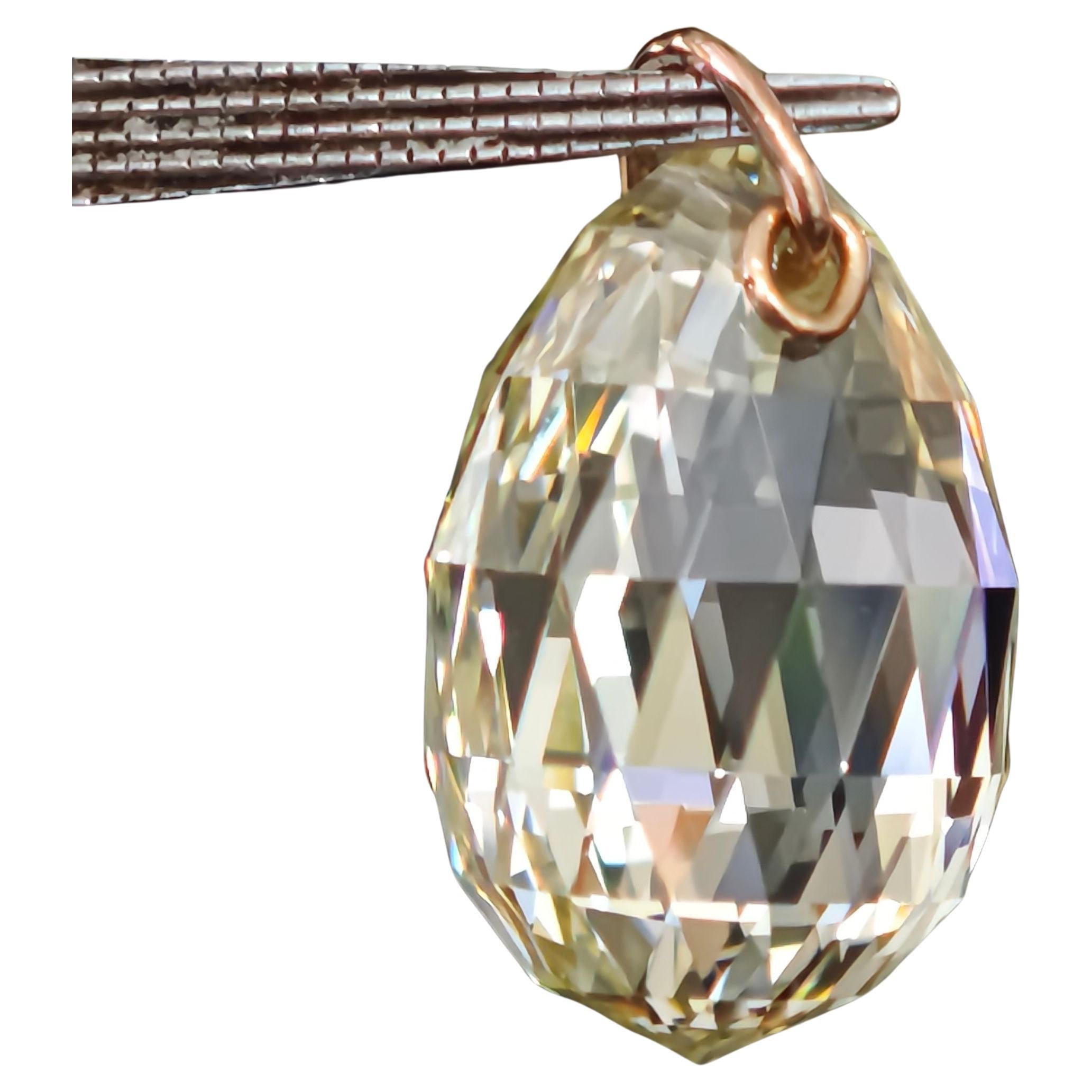 4.57 Carat Natural Pear-Shaped Briolette Diamond, N Color VVS Clarity For Sale