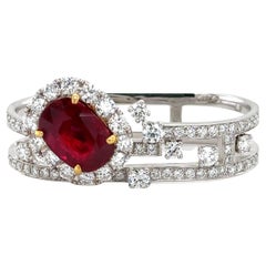 4.57 Carat GRS Certified No Heat Ruby Diamond Ring