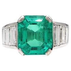 4.57ct Colombian Emerald and Diamond Solitaire in Platinum