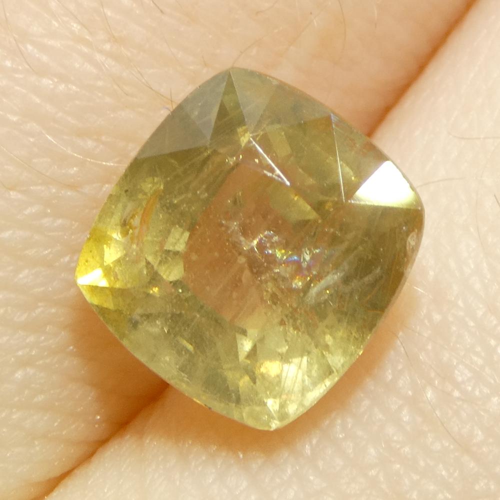 4.57ct Saphir jaune coussin de Tanzanie non chauffé en vente 6