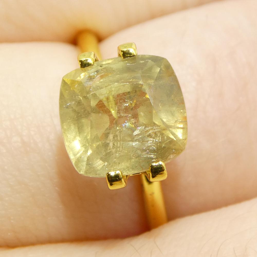 4.57ct Saphir jaune coussin de Tanzanie non chauffé en vente 8