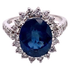 4.57ct Natural Ceylon Blue Sapphire 14k White Gold Ring