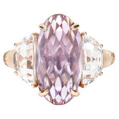 4.58 Carat Amethyst Antique Ring in 18KRG with White Topaz and Diamond