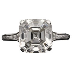 4.58 Carat Asscher Statement Brilliant White 14K White Gold Modern Nobility
