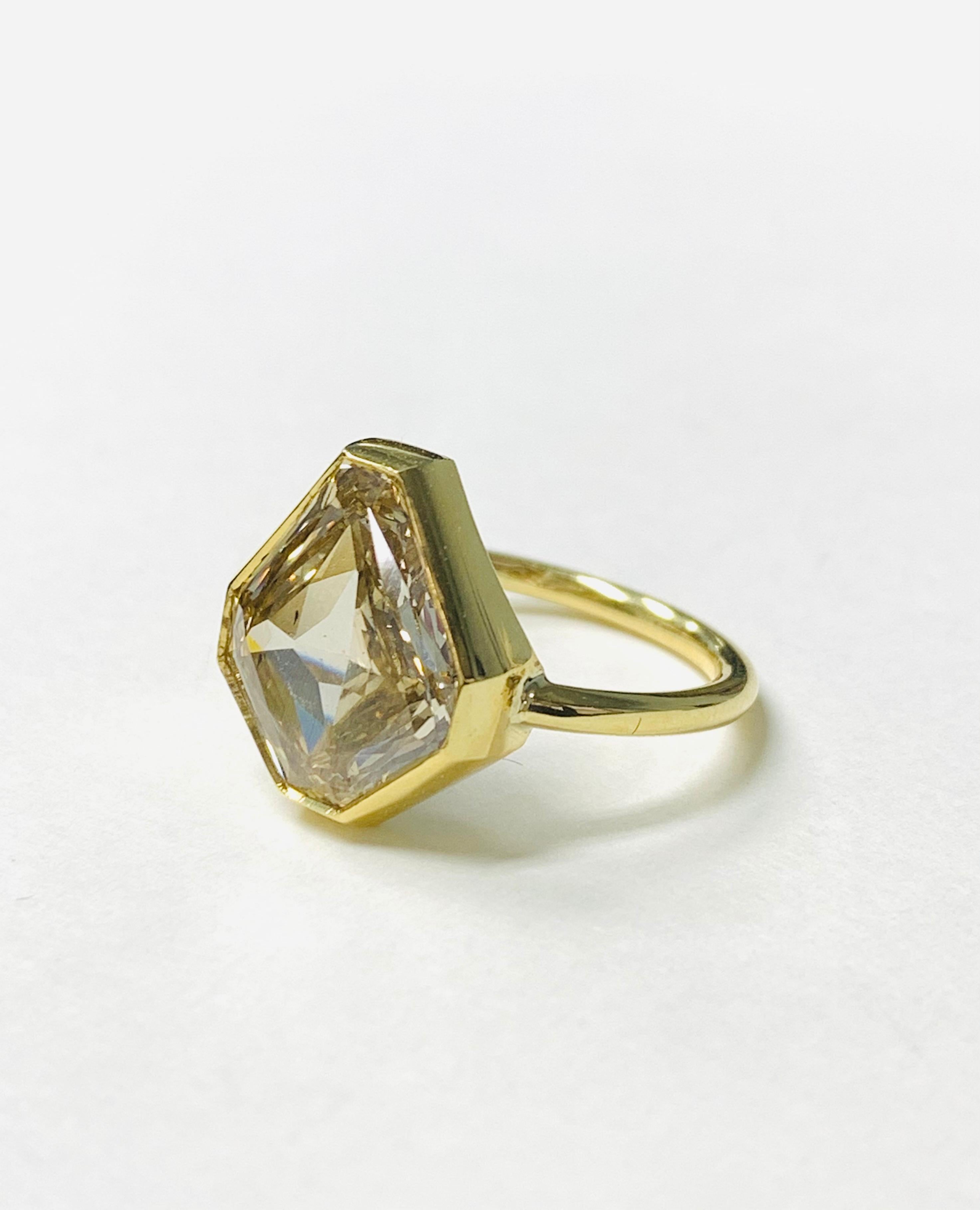 4.58 Carat Brown Yellow Shield Cut Diamond Engagement Ring in 18K ...