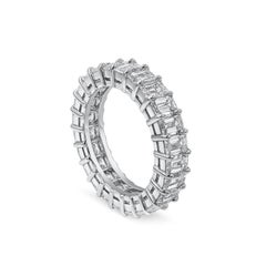Roman Malakov 4.58 Carats Total Emerald Cut Diamond Eternity Wedding Band Ring
