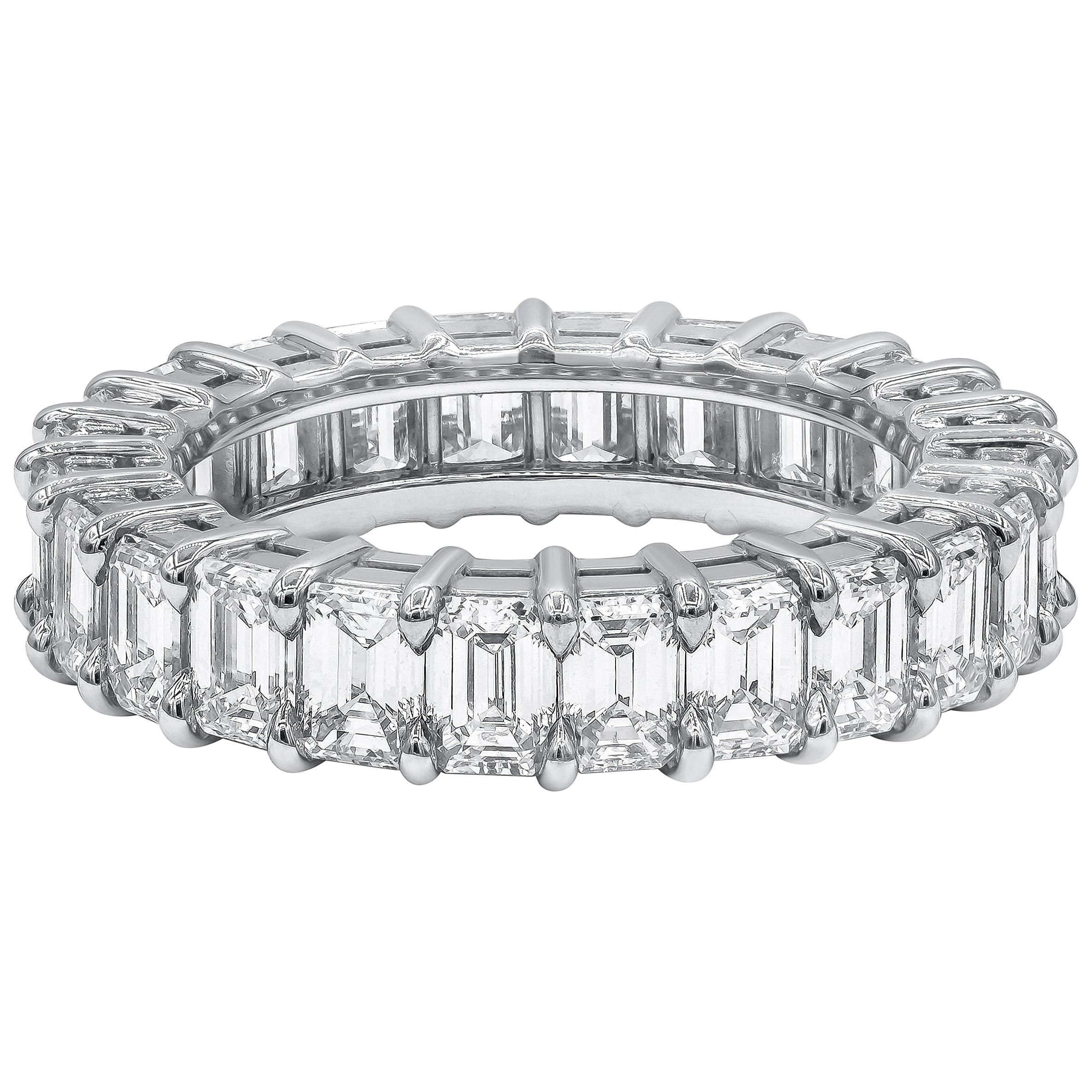 Roman Malakov 4.58 Carats Total Emerald Cut Diamond Eternity Wedding Band Ring