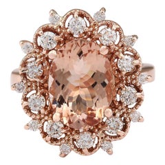 Bague en or rose 14 carats avec Morganite naturelle 