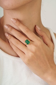 Anello solitario con ottagono di smeraldo dello Zambia da 4,58 carati in oro giallo 18 carati