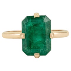 Anello solitario con ottagono di smeraldo dello Zambia da 4,58 carati in oro giallo 18 carati