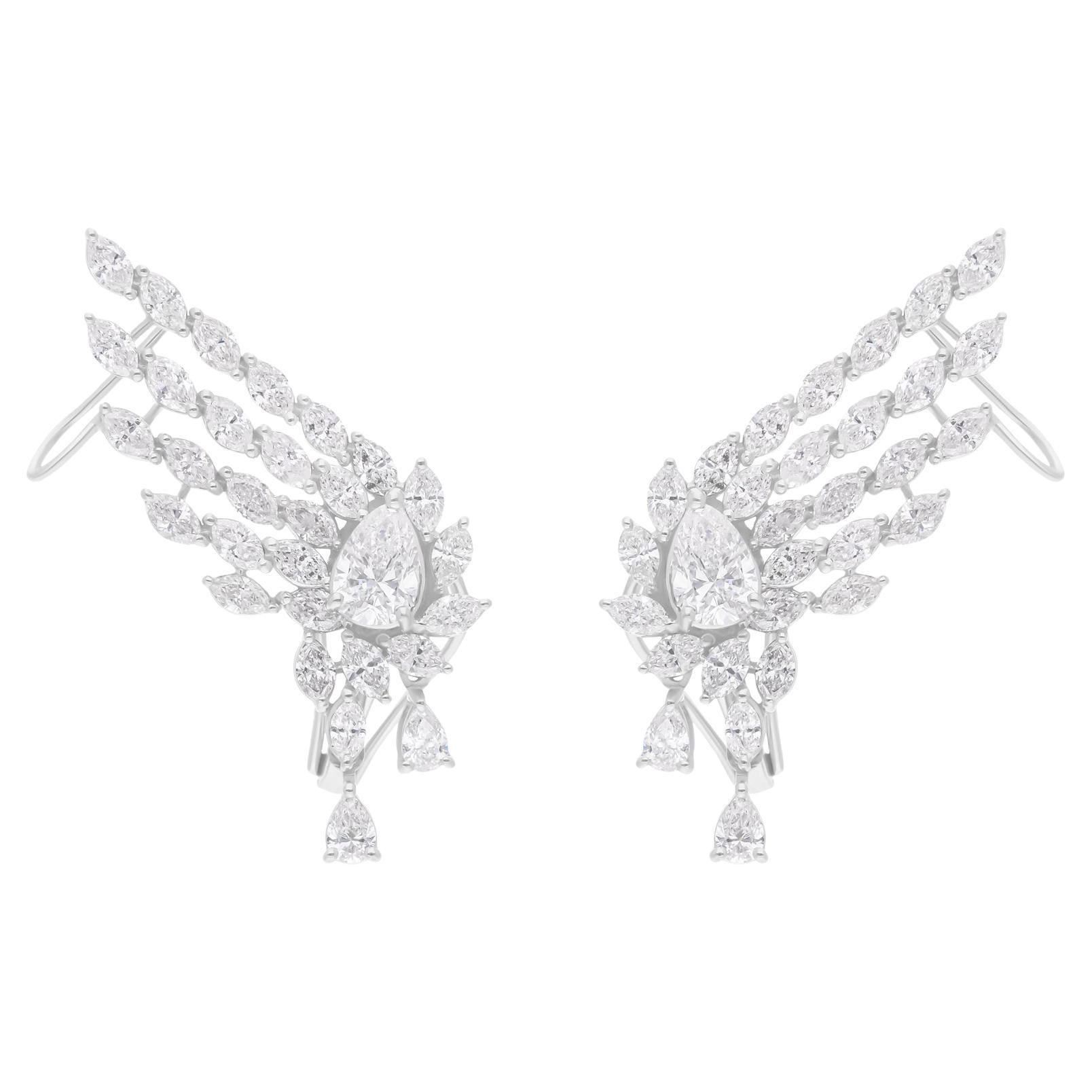 4,58 Karat SI/H Birnen-Marquise-Diamant-Ohr-Manschettenohrringe 14k Weißgold-Schmuck