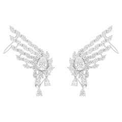 4,58 Karat SI/H Birnen-Marquise-Diamant-Ohr-Manschettenohrringe 14k Weißgold-Schmuck