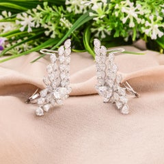4,58 carati SI/H Pear Marquise Diamond Ear Cuff Earrings Gioielli in oro bianco 18k