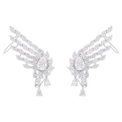 4.58 Carat SI/H Pear Marquise Diamond Ear Cuff Earrings 18k White Gold Jewelry