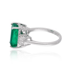4.58 Carat Zambian Emerald Ring 1.40 Carat SI/H Diamond 18 Karat White Gold