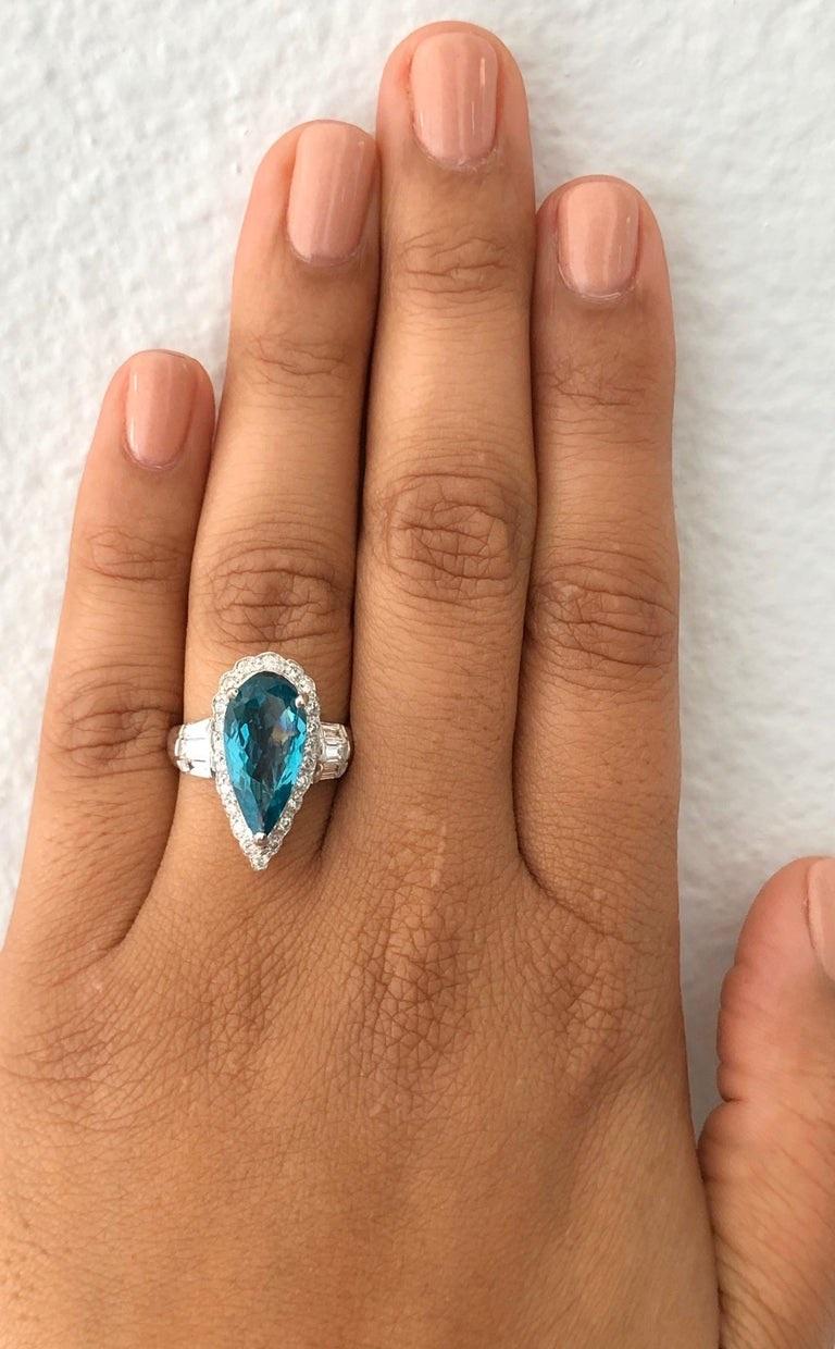 4.58 Carats Apatite Diamond White Gold Cocktail Ring In New Condition For Sale In Los Angeles, CA
