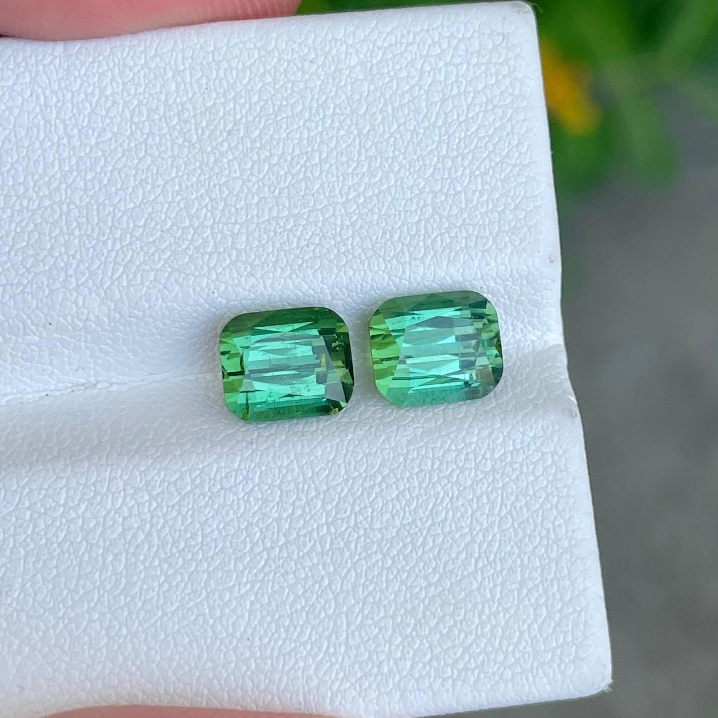 Gewicht 4,58 Karat 
Abmessungen 7,7x6,5x5,3 mm
Behandlung keine 
Herkunft Afghanistan 
Klarheit VVS
Kissen formen 
Fancy Kissen schneiden 



Das 4.58 Karat schwere Turmalin-Steinpaar, das sorgfältig in Kissenform geschliffen wurde, ist ein