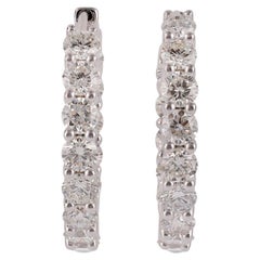 4.58 Cts High Value Clean Diamond Hoop Earring Studded in 18 Karat White Gold