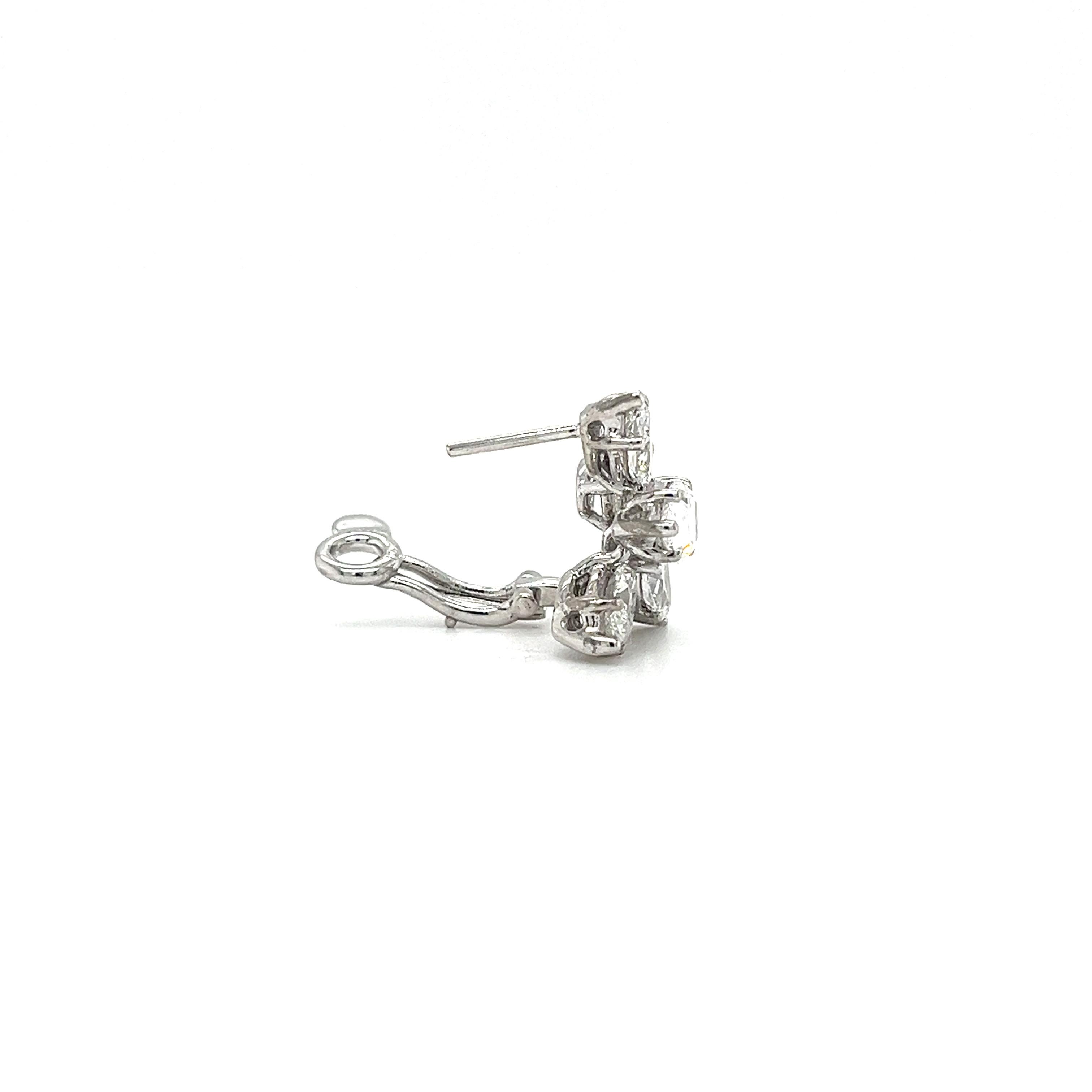 Women's 4.58ct Diamond Cluster Earrings platinum For Sale