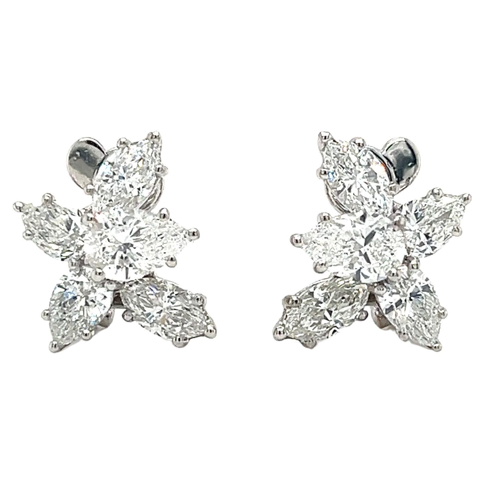 4.58ct Diamond Cluster Earrings platinum