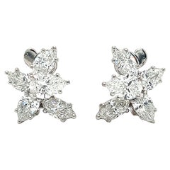 Boucles d'oreilles en grappe de diamants de 4,58 ct platine