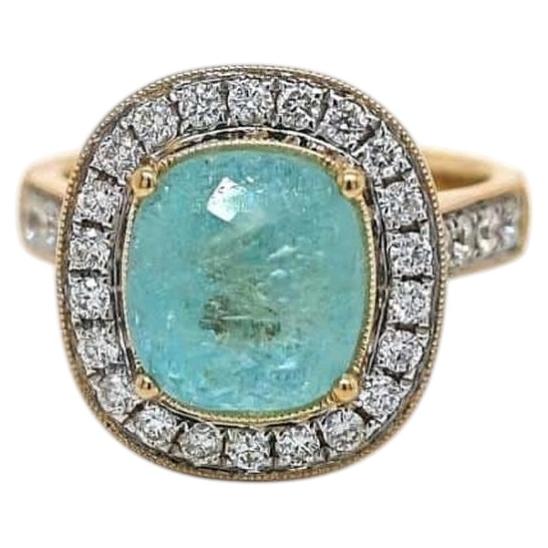 Anillo con turmalina Paraíba natural de 4,58 ct, de color verde-azul neón intenso, en oro de 18 quilates, con certificado GIA