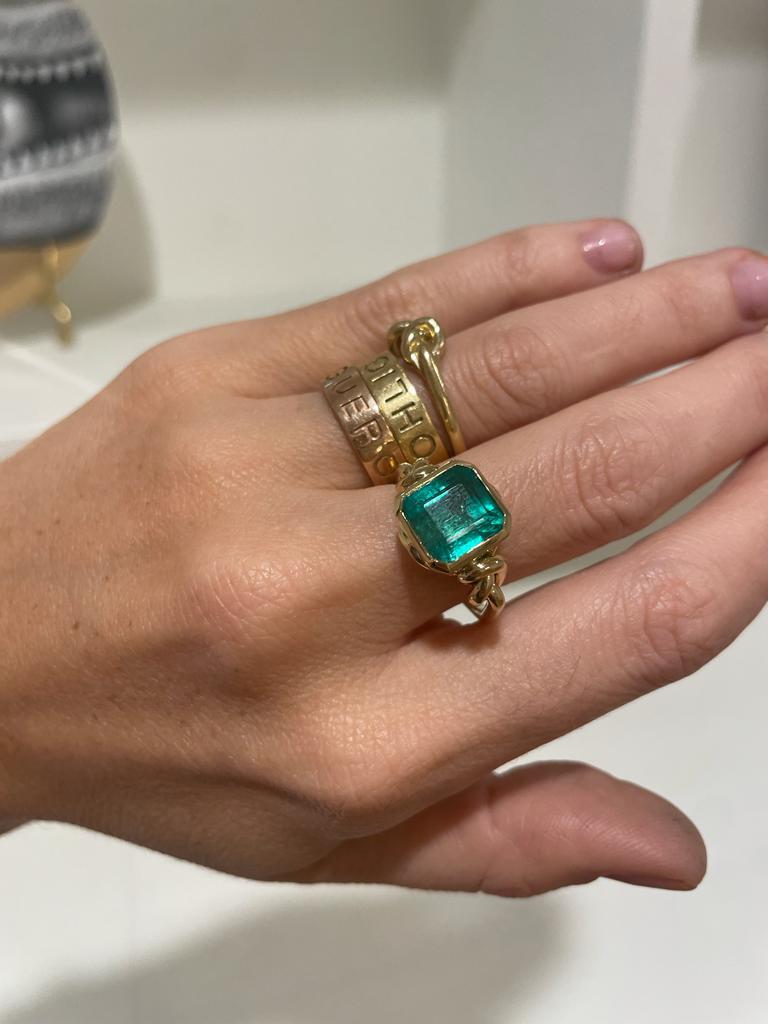 4.10ct Emerald Cut Emerald Ring in 18ct Gold 7