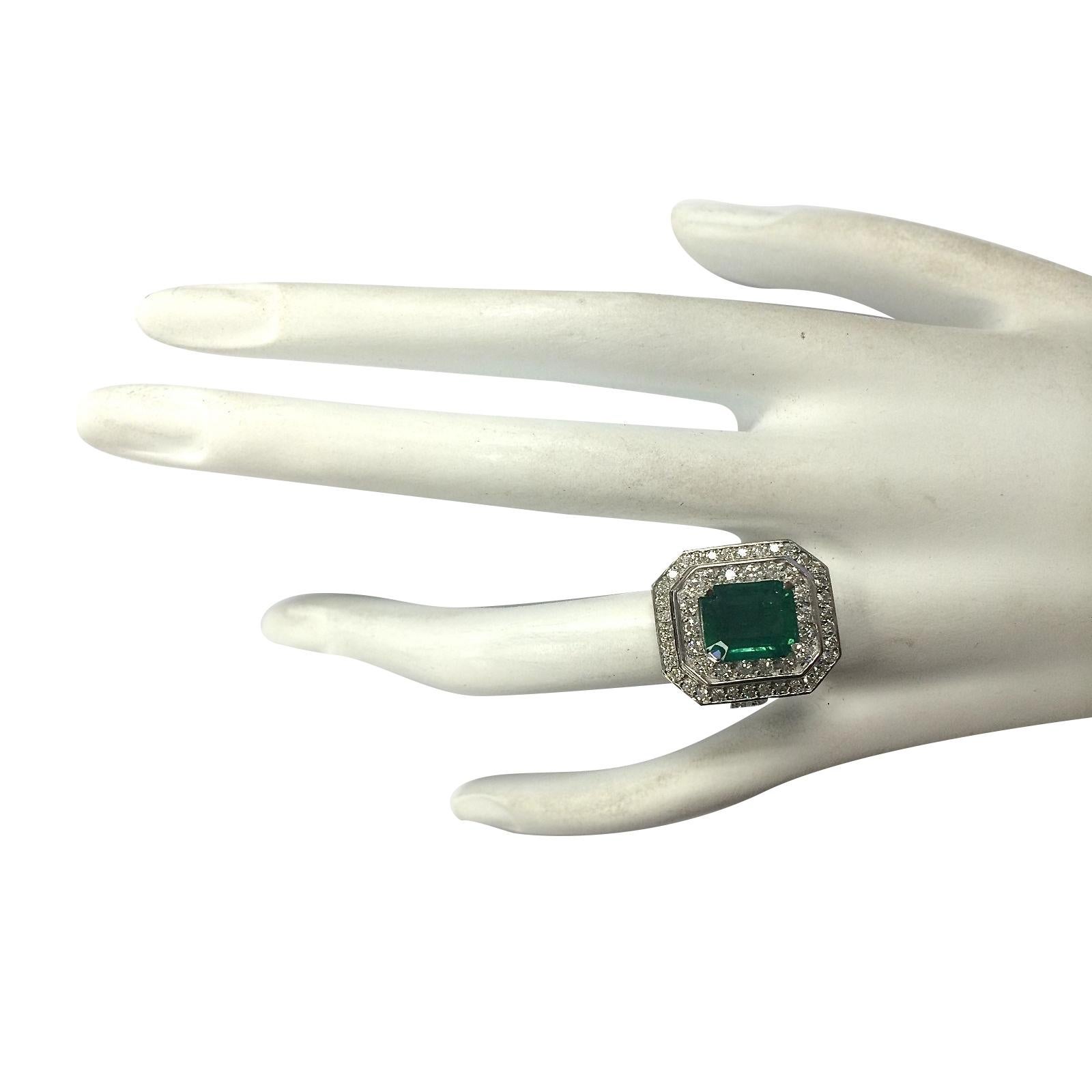4.59 Carat Natural Emerald 14 Karat White Gold Diamond Ring In New Condition For Sale In Los Angeles, CA