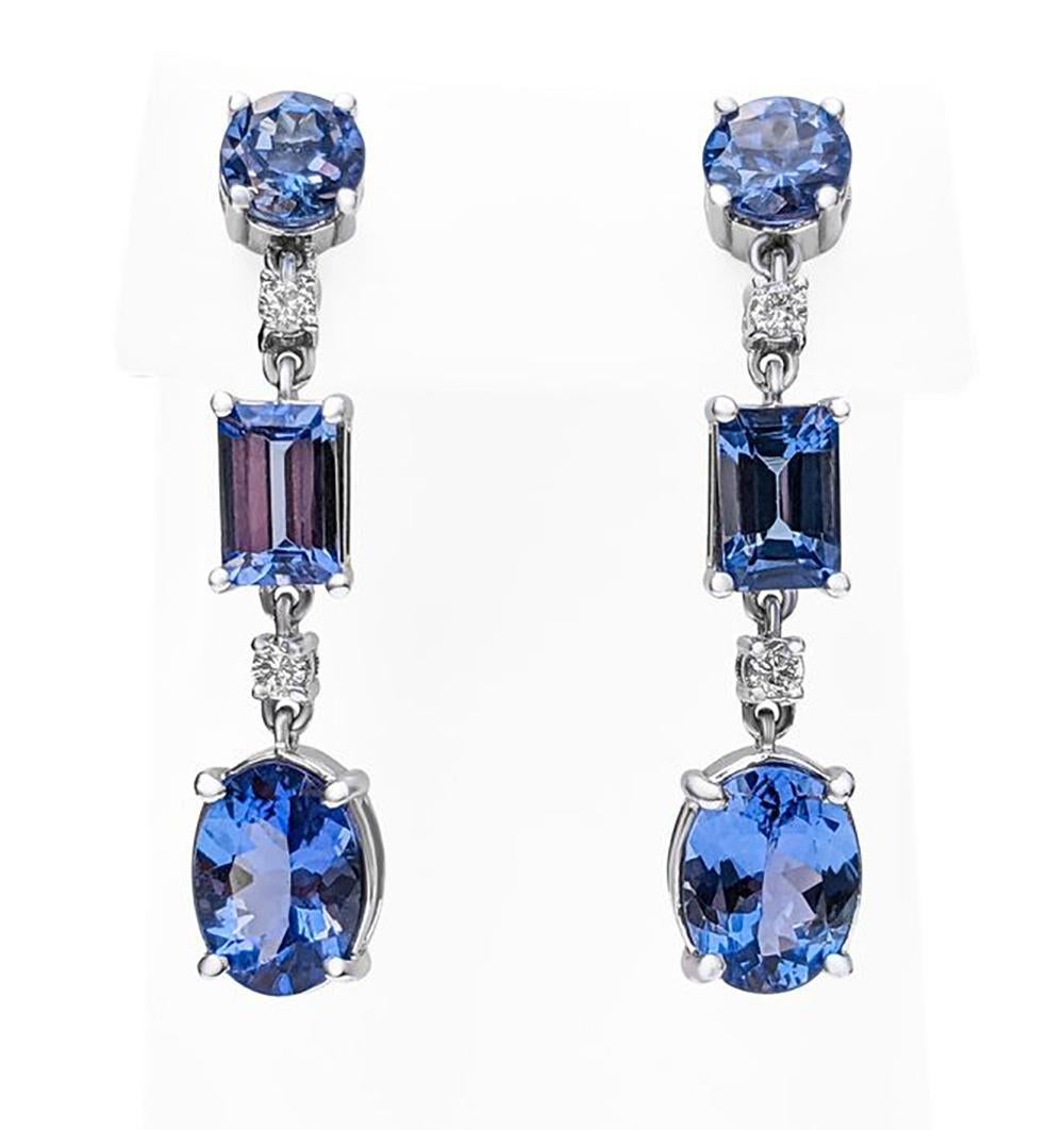 Stunning luxury earrings, featuring rare Tanzanite gemstones embellished by Natural Diamonds.

Tanzanite is an extremely rare gemstone, found in a single location in the world, at the foothills of mount Kilimanjaro in Tanzania. As this single source