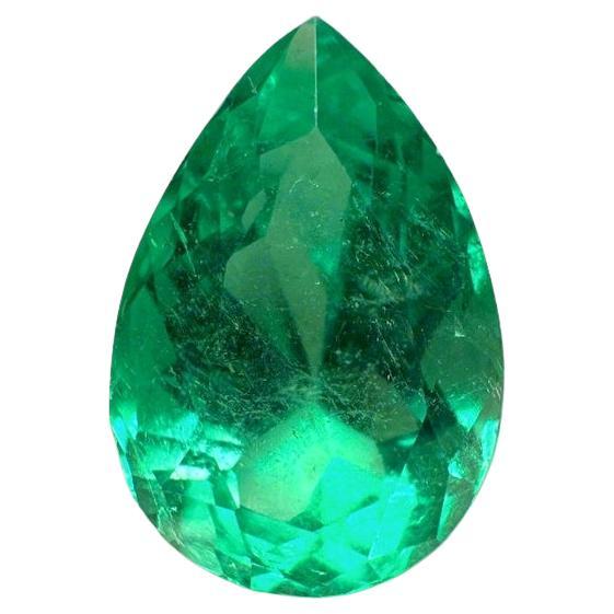 Esmeralda Colombiana Verde Vivaz de 4,59 Quilates - 14x9 Lágrima Corte Pera Mayo