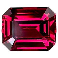 4.59 carats Red Garnet Stone Emerald Cut Natural Tanzanian Gemstone