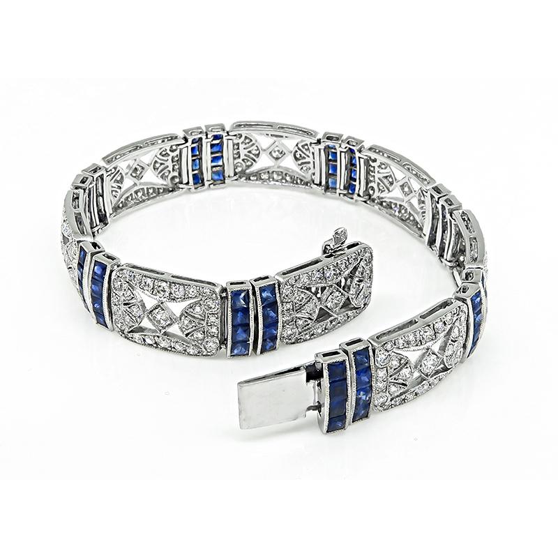 4.59ct Diamond 7.51ct Sapphire Bracelet In Good Condition For Sale In New York, NY