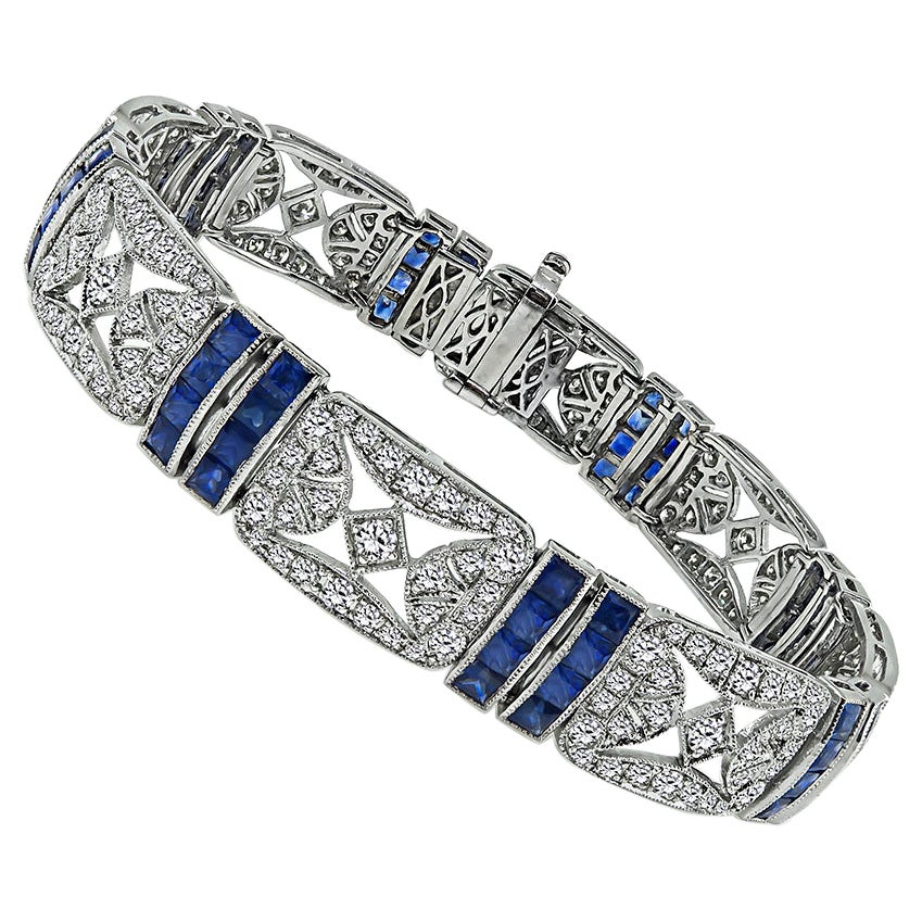 Bracciale con diamante da 4,59 carati e zaffiro da 7,51 carati