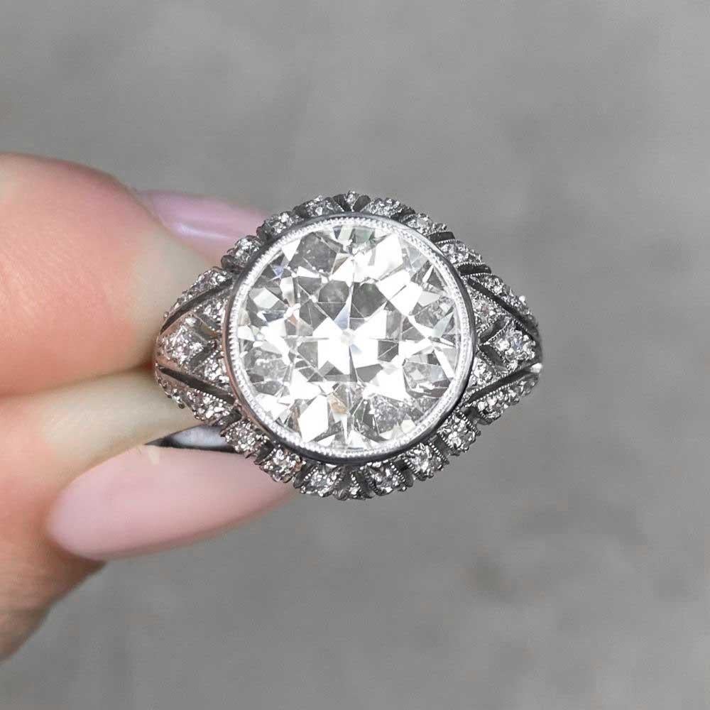4.59ct Old European Cut Diamond Engagement Ring, VS1 Clarity, Platinum For Sale 5