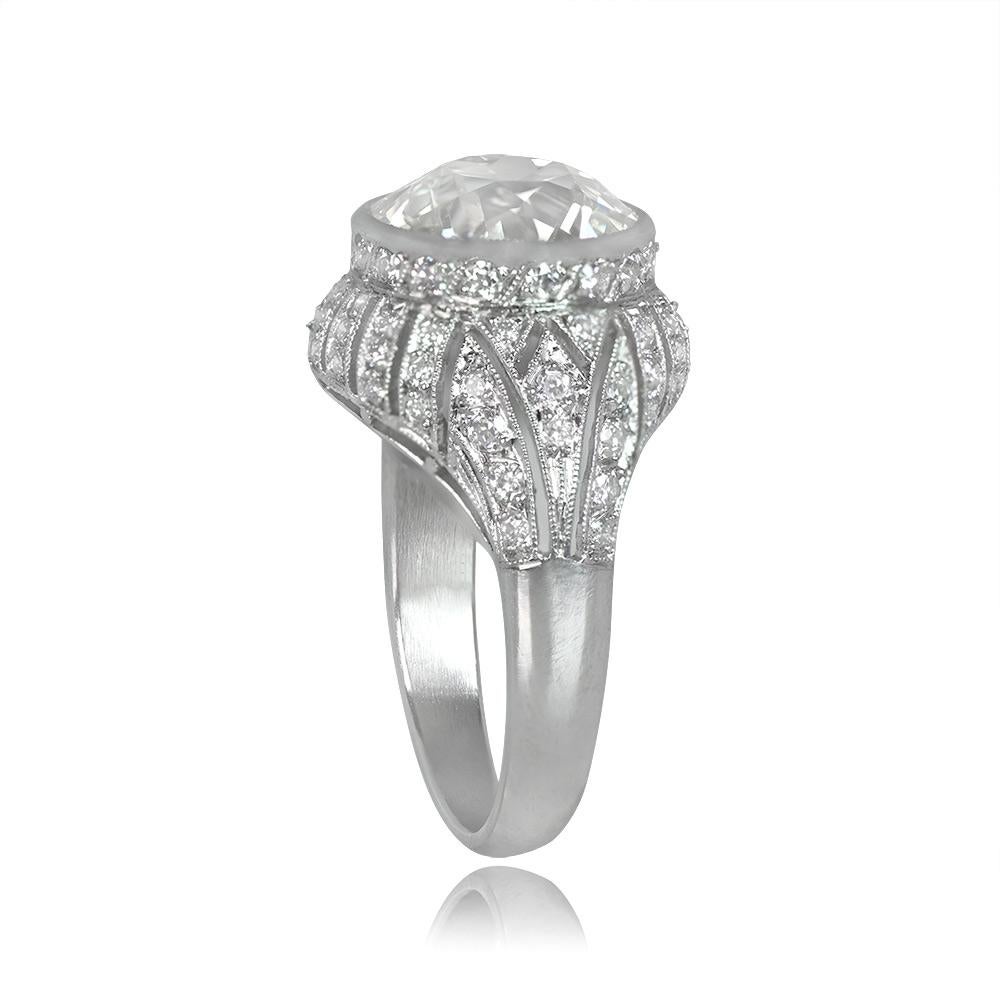 Art Deco 4.59ct Old European Cut Diamond Engagement Ring, VS1 Clarity, Platinum For Sale