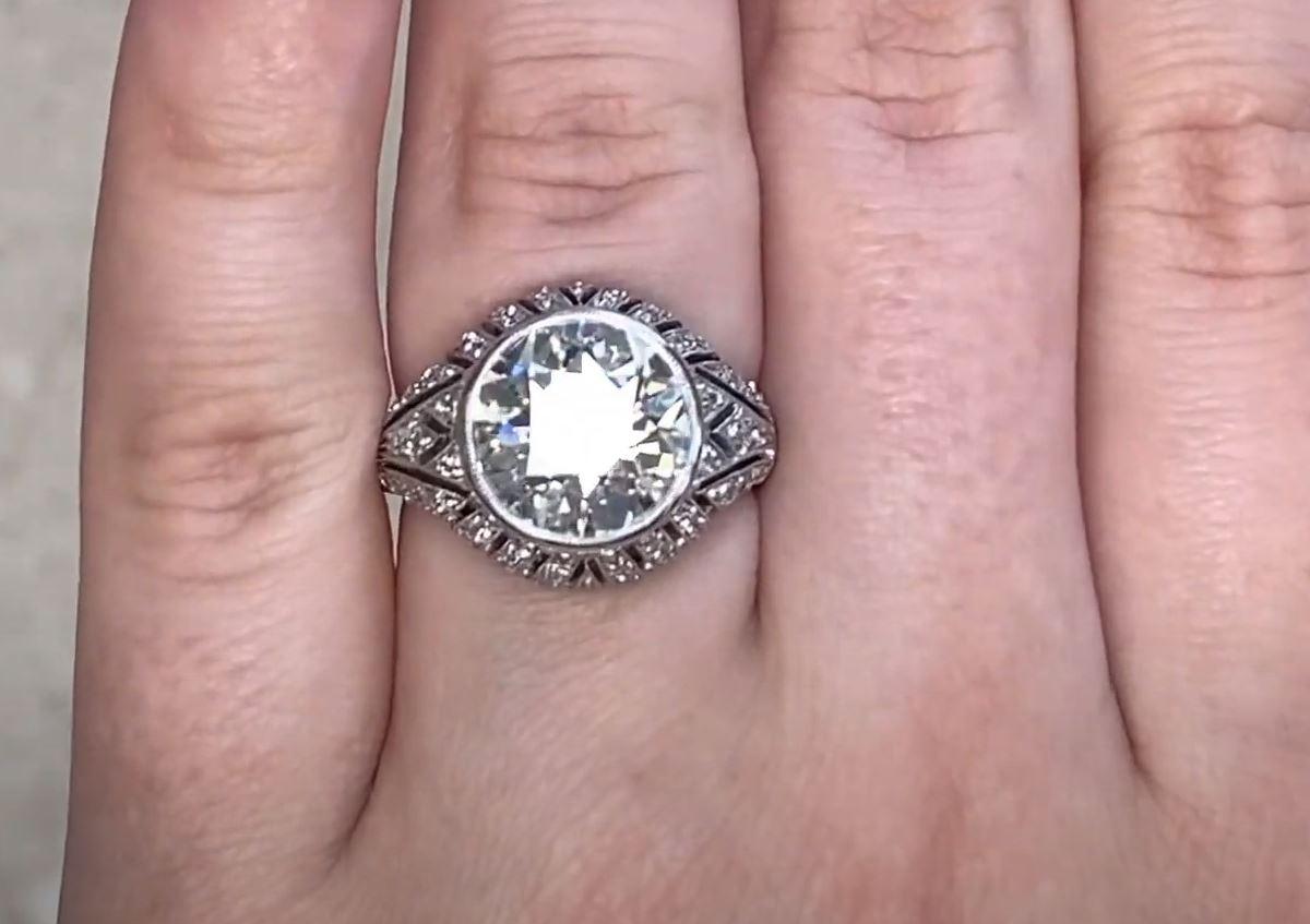 4.59ct Old European Cut Diamond Engagement Ring, VS1 Clarity, Platinum In Excellent Condition For Sale In New York, NY