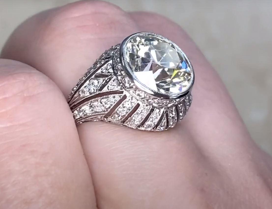 Women's 4.59ct Old European Cut Diamond Engagement Ring, VS1 Clarity, Platinum For Sale