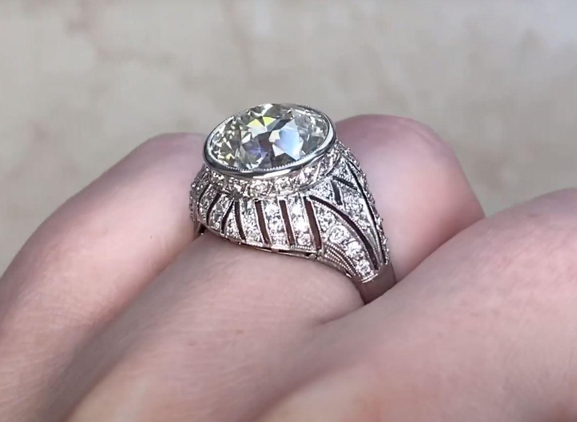 4.59ct Old European Cut Diamond Engagement Ring, VS1 Clarity, Platinum For Sale 1