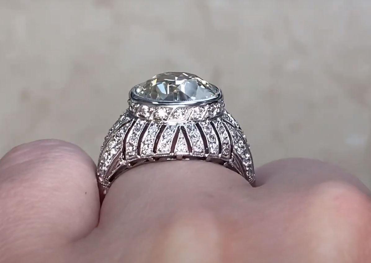 4.59ct Old European Cut Diamond Engagement Ring, VS1 Clarity, Platinum For Sale 2