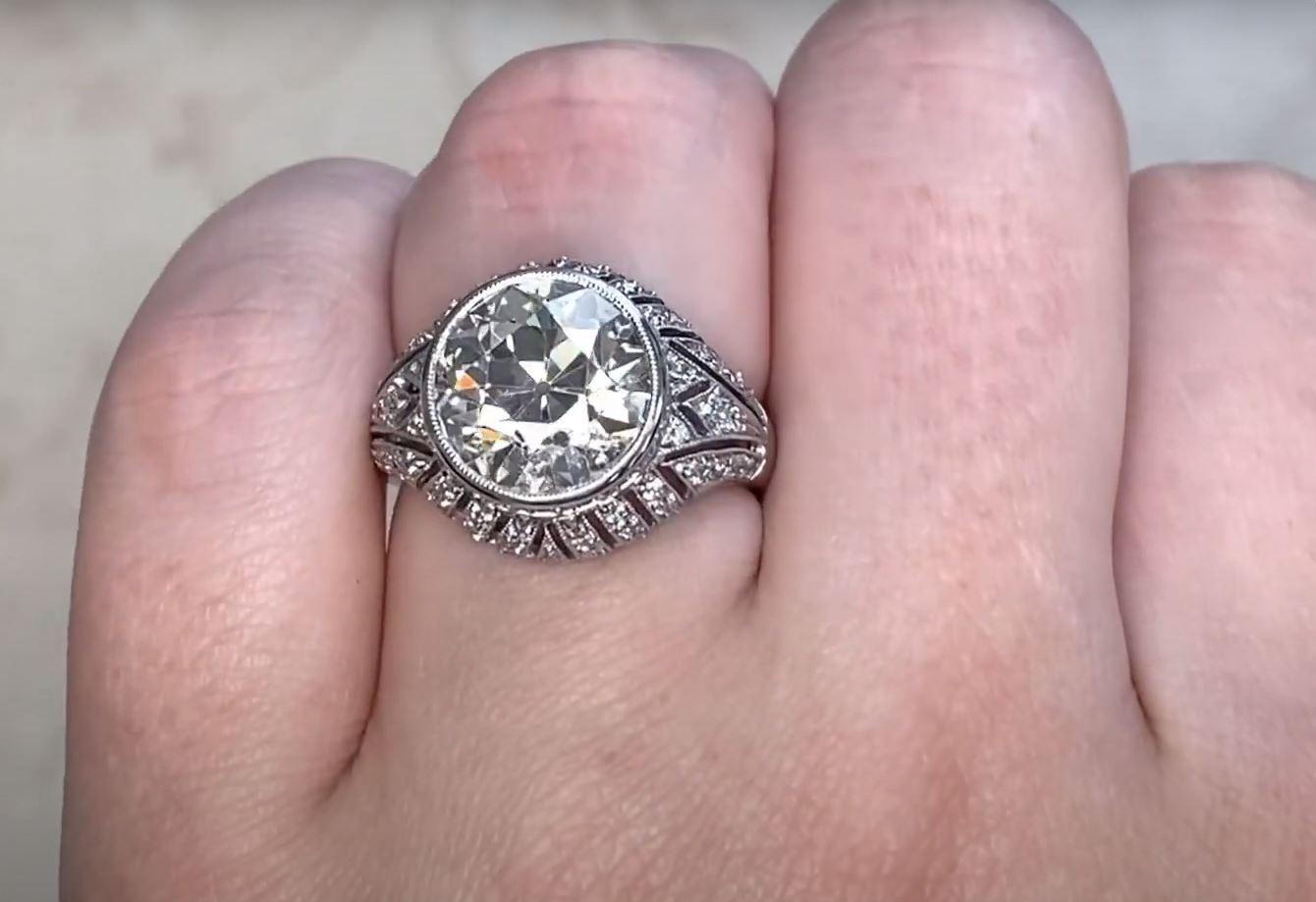 4.59ct Old European Cut Diamond Engagement Ring, VS1 Clarity, Platinum For Sale 3