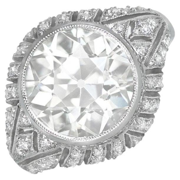 Bague de fiançailles en platine avec diamant taille européenne ancienne de 4,59 carats, pureté VS1