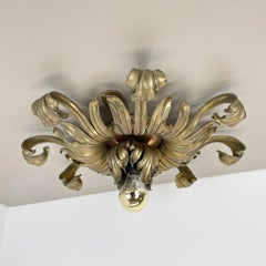 Plafón de Pared de Teatro Floral Estilo Stilnovo de 45 cm hecho a mano en latón, Italia 1970