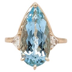 4.5ct Santa Maria Aquamarine Ring w Earth Mined Diamonds in Solid 14K Gold