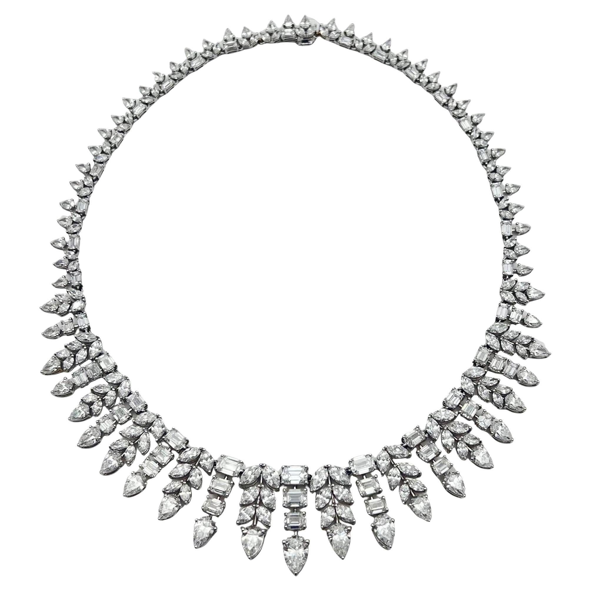 Collier à franges en diamants de 45 ct de taille mixte en vente