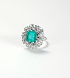4.5ct Natural Columbia Emerald Diamond Cocktail Platinum Ring